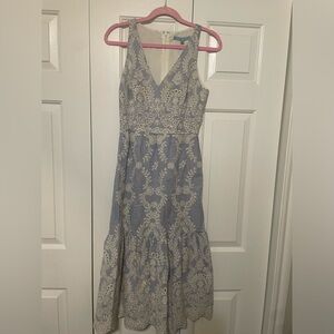 Antonio Melani Blue Embroidered Midi Dress